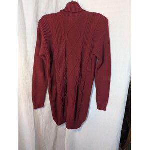 For G and PL Chunky Cable Knit Mini Sweater Dress Maroon Wine M Dark Academia